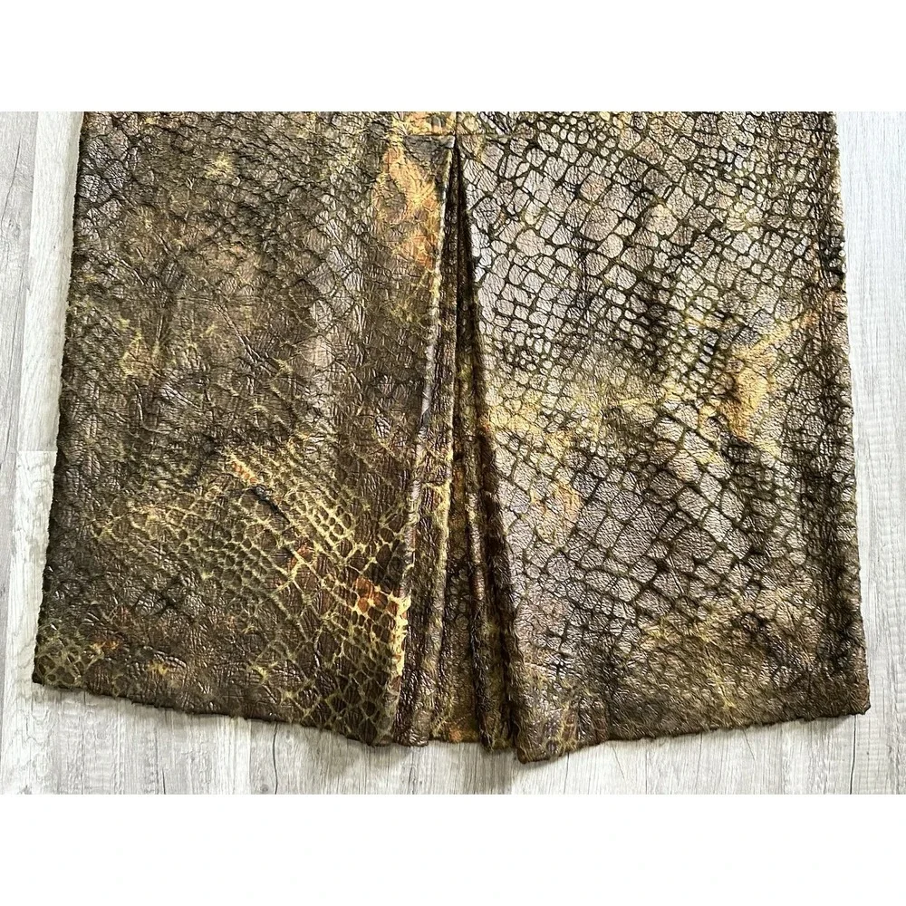 Design Todays Maxi Skirt Long Alligator Crocodile USA Made Brown Size 1X Vintage
